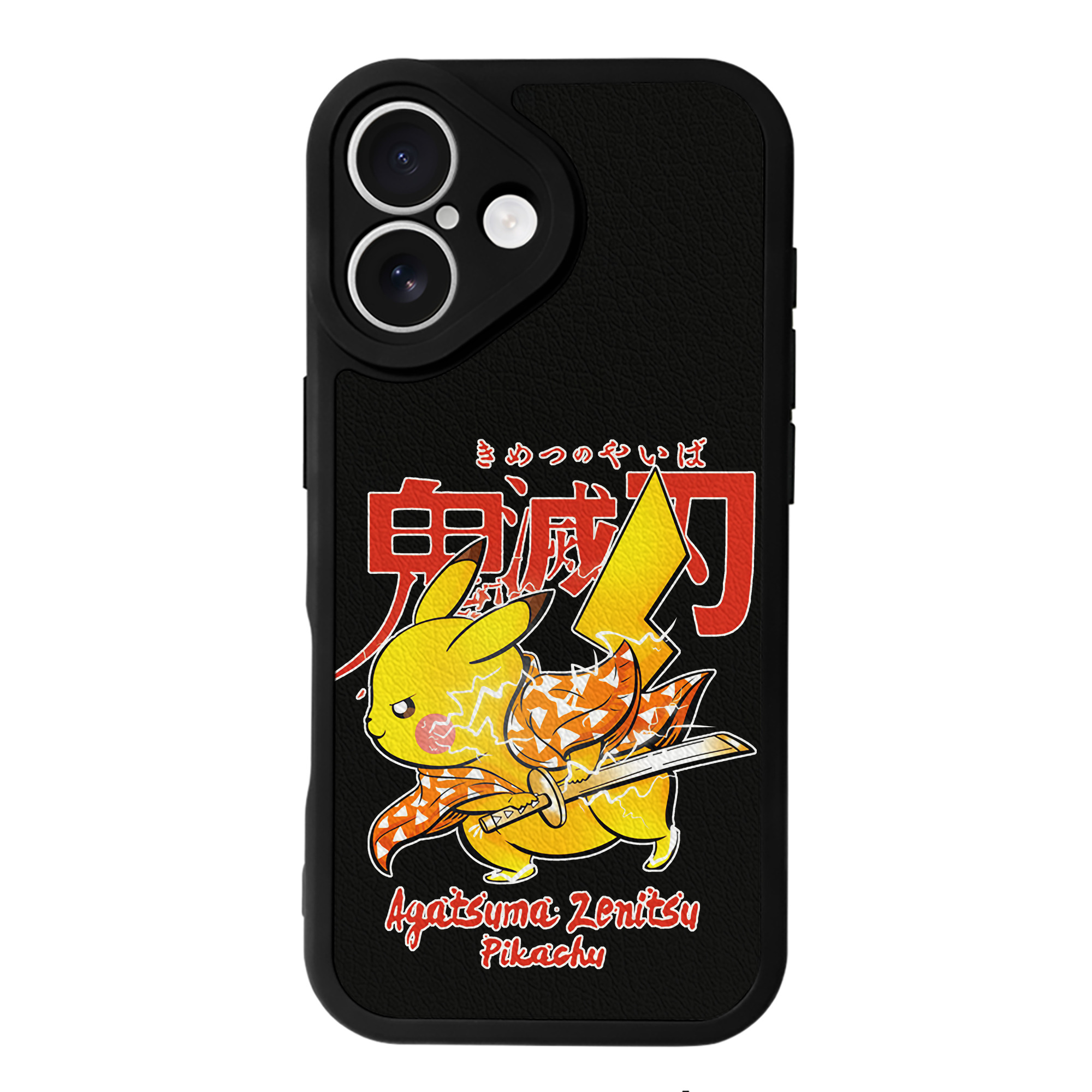 （画像用） 鬼滅の刃（きめつのやいば）我妻 善逸／あがつま ぜんいつ Agatsuma Zenitsu 【iPhone 16シリーズ対応】シリコンスマホケース（レザー調） 材質：シリコン